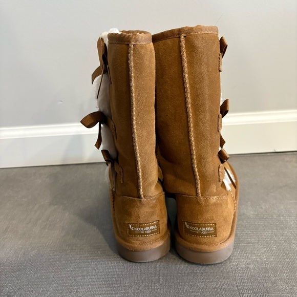 UGG Brown Shearling Boots with Bows Kids Size Three - Picture 2 of 4